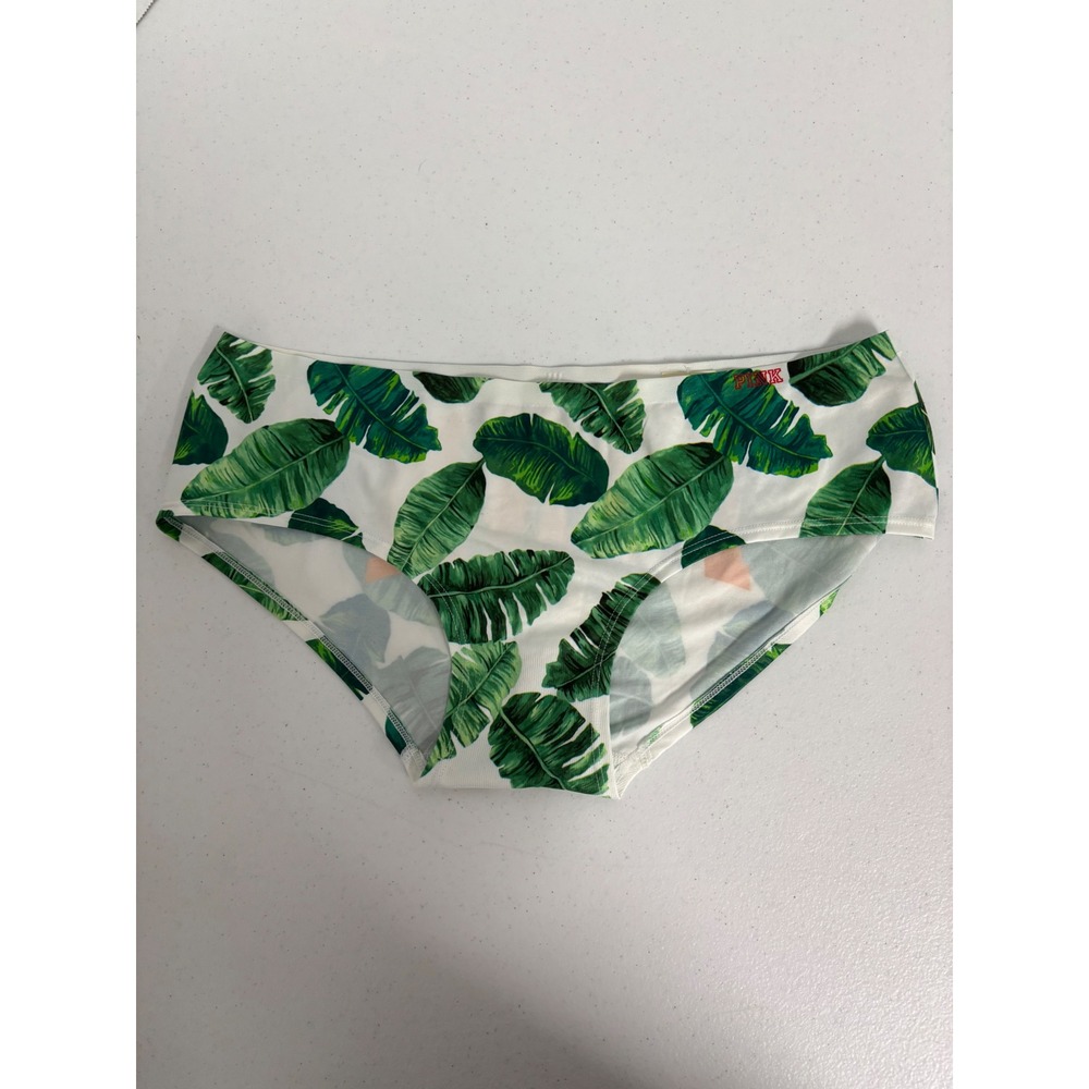 Victoria's Secret PINK Panty Bundle 3Pk Palm Leaf Sequin Logo Hipster Large NWT